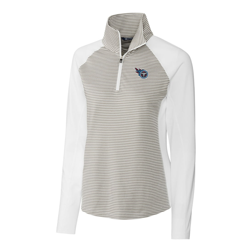 Tennessee Titans Cutter & Buck Women's Forge Tonal Stripe Half-Zip Pullover Jacket White