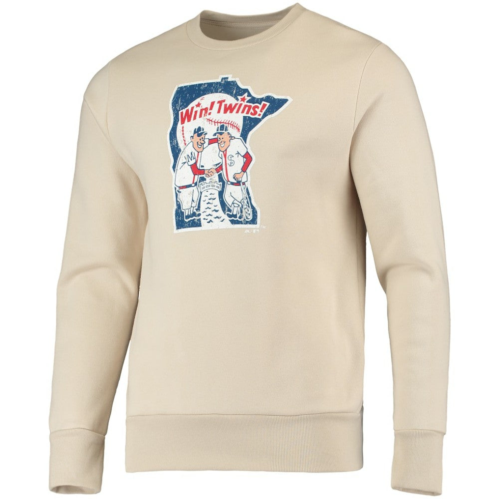 Minnesota Twins Majestic Threads Fleece Pullover Sweatshirt - Oatmeal Pullover