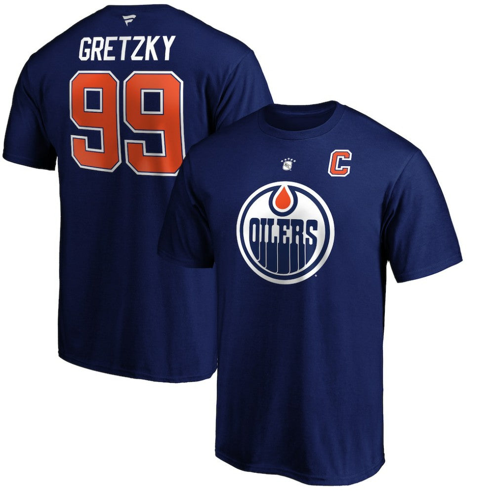NHL Wayne Gretzky Edmonton Oilers Fanatics Authentic Stack Retired Player Name & Number T-Shirt - Royal