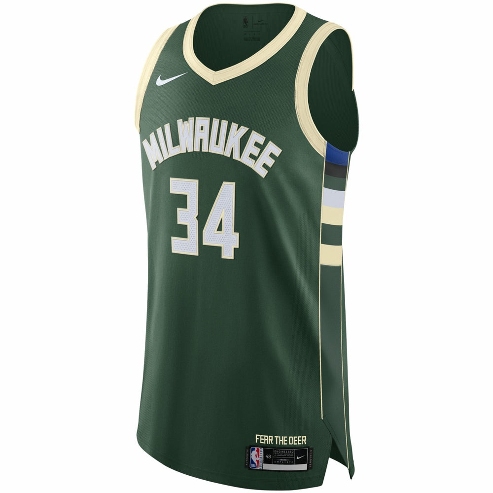 Giannis Antetokounmpo Milwaukee Bucks Authentic Jersey Icon Edition Hunter Green
