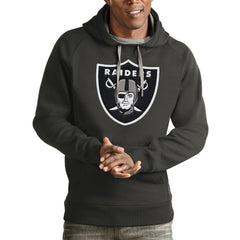 Las Vegas Raiders Antigua Victory Pullover Hoodie Charcoal
