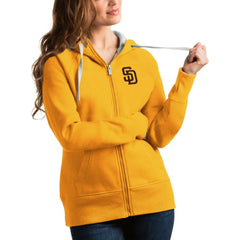 San Diego Padres Antigua Women's Victory Full-Zip Hoodie - Gold Hoodies