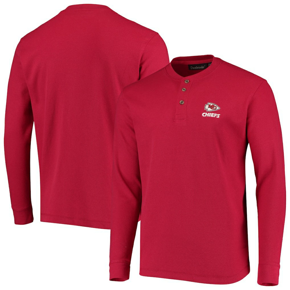 Kansas City Chiefs Dunbrooke Logo Maverick Thermal Henley Long Sleeve T-Shirt Red