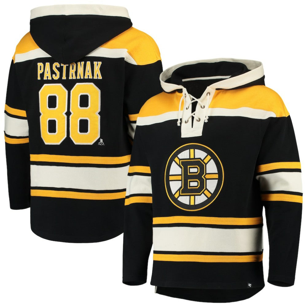 NHL David Pastrnak Boston Bruins '47 Player Lacer Pullover Hoodie - Black