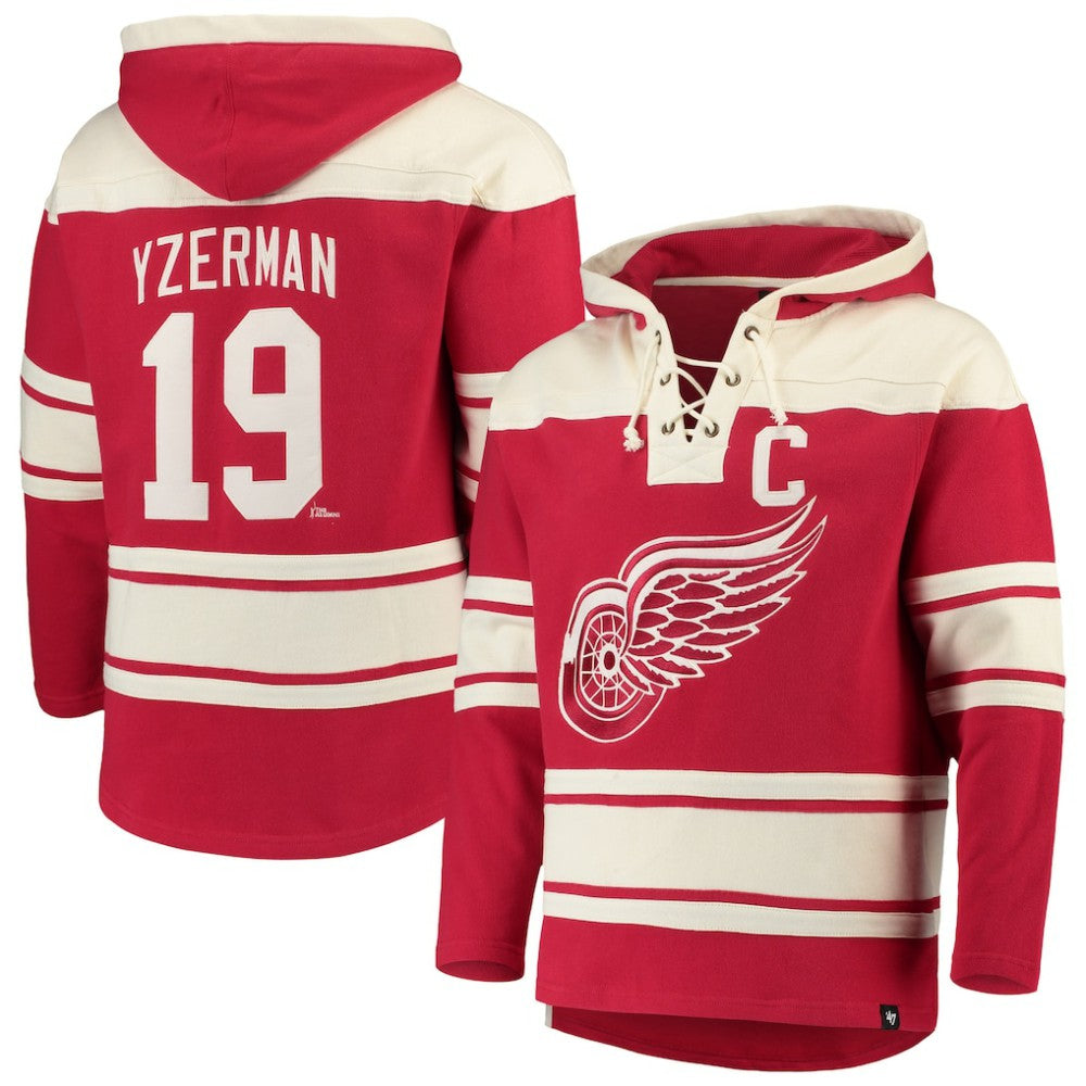 NHL Steve Yzerman Detroit Red Wings '47 Player Lacer Pullover Hoodie - Red