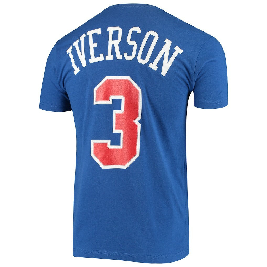 Allen Iverson Philadelphia 76ers Hardwood Classics Name & Number Player T-Shirt Royal