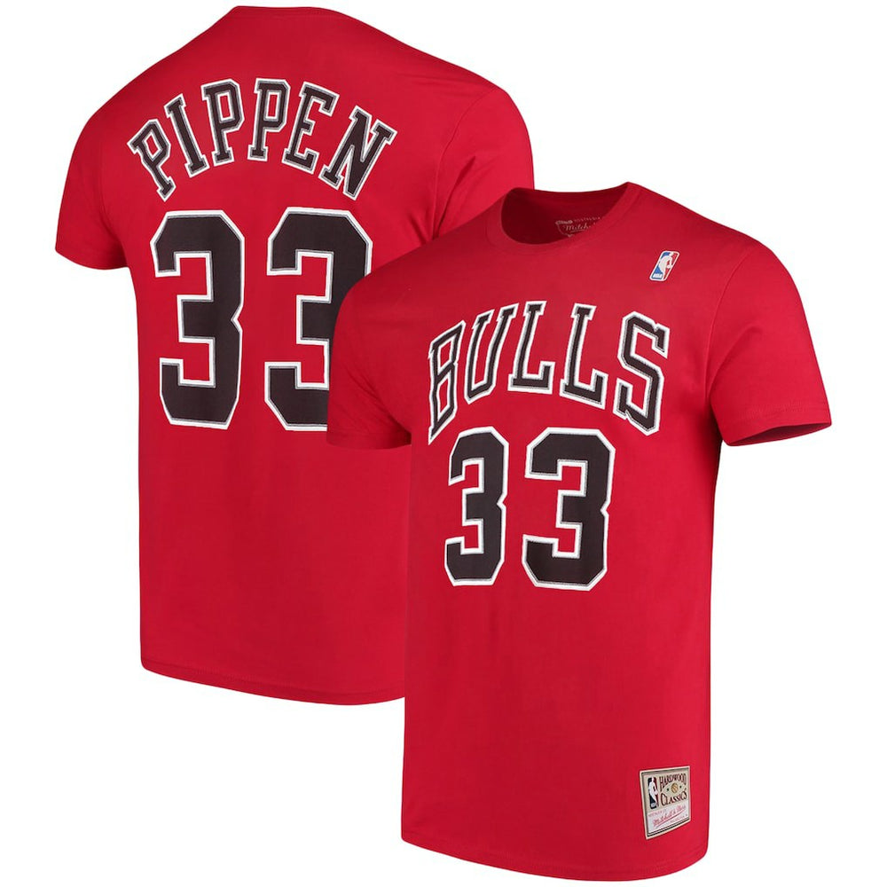 Scottie Pippen Chicago Bulls Hardwood Classics Name & Number Player T-Shirt Red