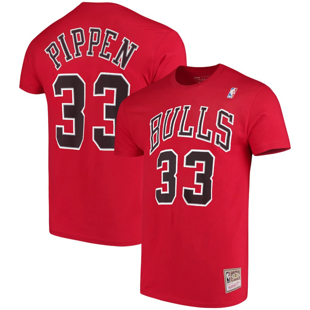 Scottie Pippen Chicago Bulls Hardwood Classics Name & Number Player T-Shirt Red