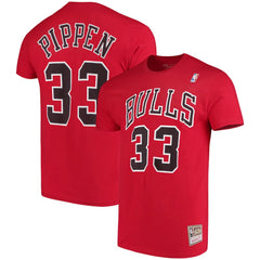 Scottie Pippen Chicago Bulls Hardwood Classics Name & Number Player T-Shirt Red
