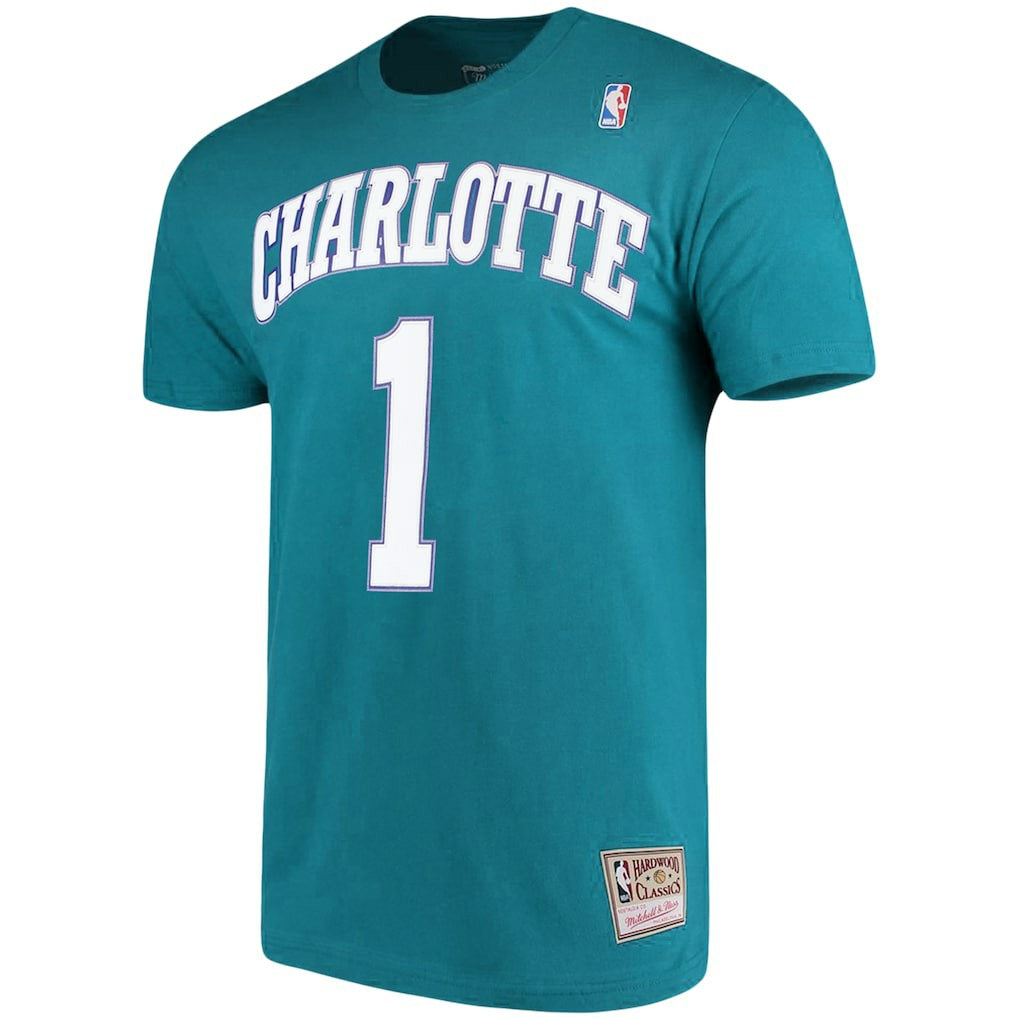 Muggsy Bogues Charlotte Hornets Hardwood Classics Name & Number Player T-Shirt Teal