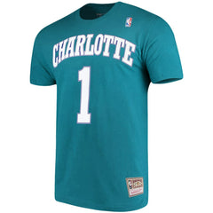 Muggsy Bogues Charlotte Hornets Hardwood Classics Name & Number Player T-Shirt Teal