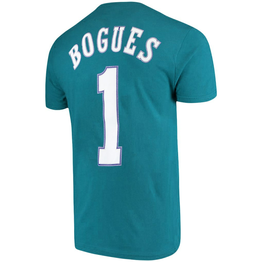 Muggsy Bogues Charlotte Hornets Hardwood Classics Name & Number Player T-Shirt Teal