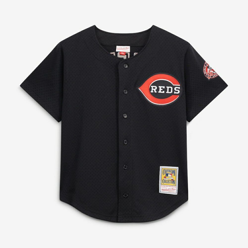 Ken Griffey Jr. Cincinnati Reds Mitchell & Ness Cooperstown Collection Mesh Batting Practice Button-Up Jersey - Black Jerseys