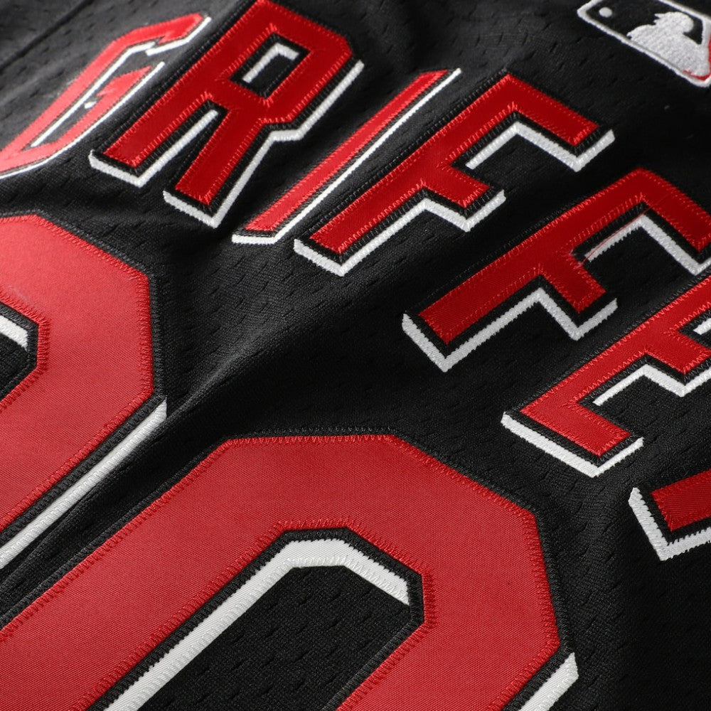 Ken Griffey Jr. Cincinnati Reds Mitchell & Ness Cooperstown Collection Mesh Batting Practice Button-Up Jersey - Black Jerseys