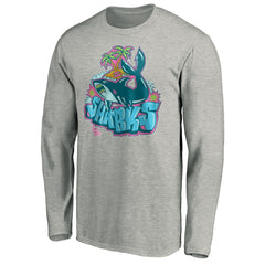 NHL San Jose Sharks Graffiti Shark Long Sleeve T-Shirt - Heather Gray