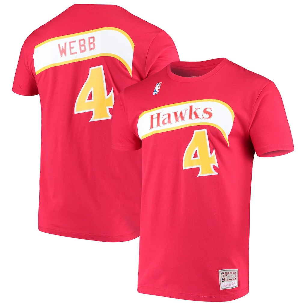 Spud Webb Atlanta Hawks Hardwood Classics Name & Number T-Shirt Red