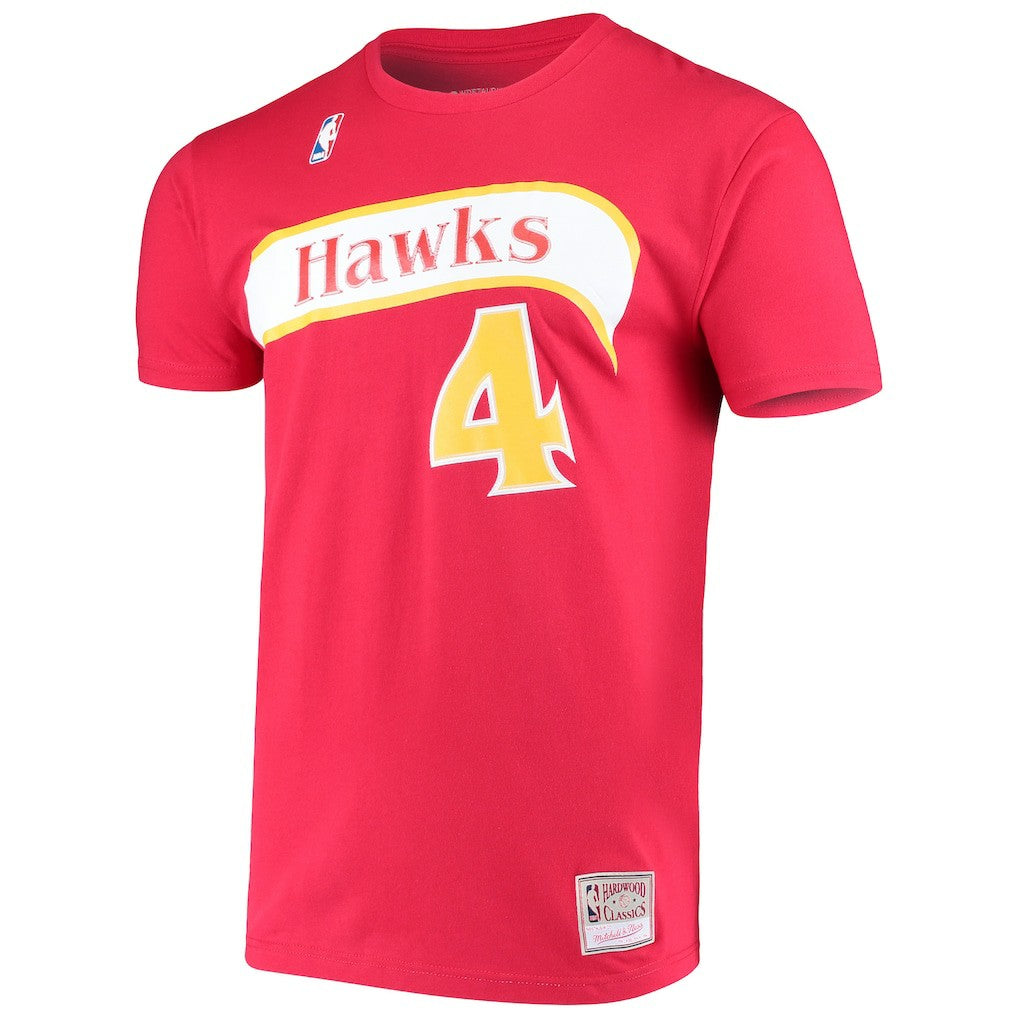 Spud Webb Atlanta Hawks Hardwood Classics Name & Number T-Shirt Red