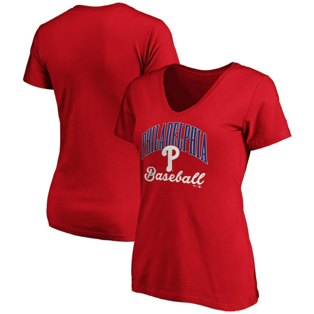 Philadelphia Phillies Fanatics Women's Victory Script V-Neck T-Shirt - Red T-shirts