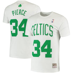 Paul Pierce Boston Celtics Hardwood Classics Stitch Name & Number T-Shirt White