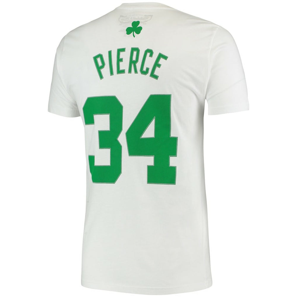 Paul Pierce Boston Celtics Hardwood Classics Stitch Name & Number T-Shirt White