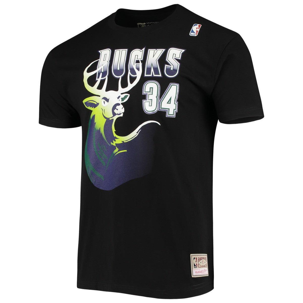 Ray Allen Milwaukee Bucks Hardwood Classics Stitch Name & Number T-Shirt Black