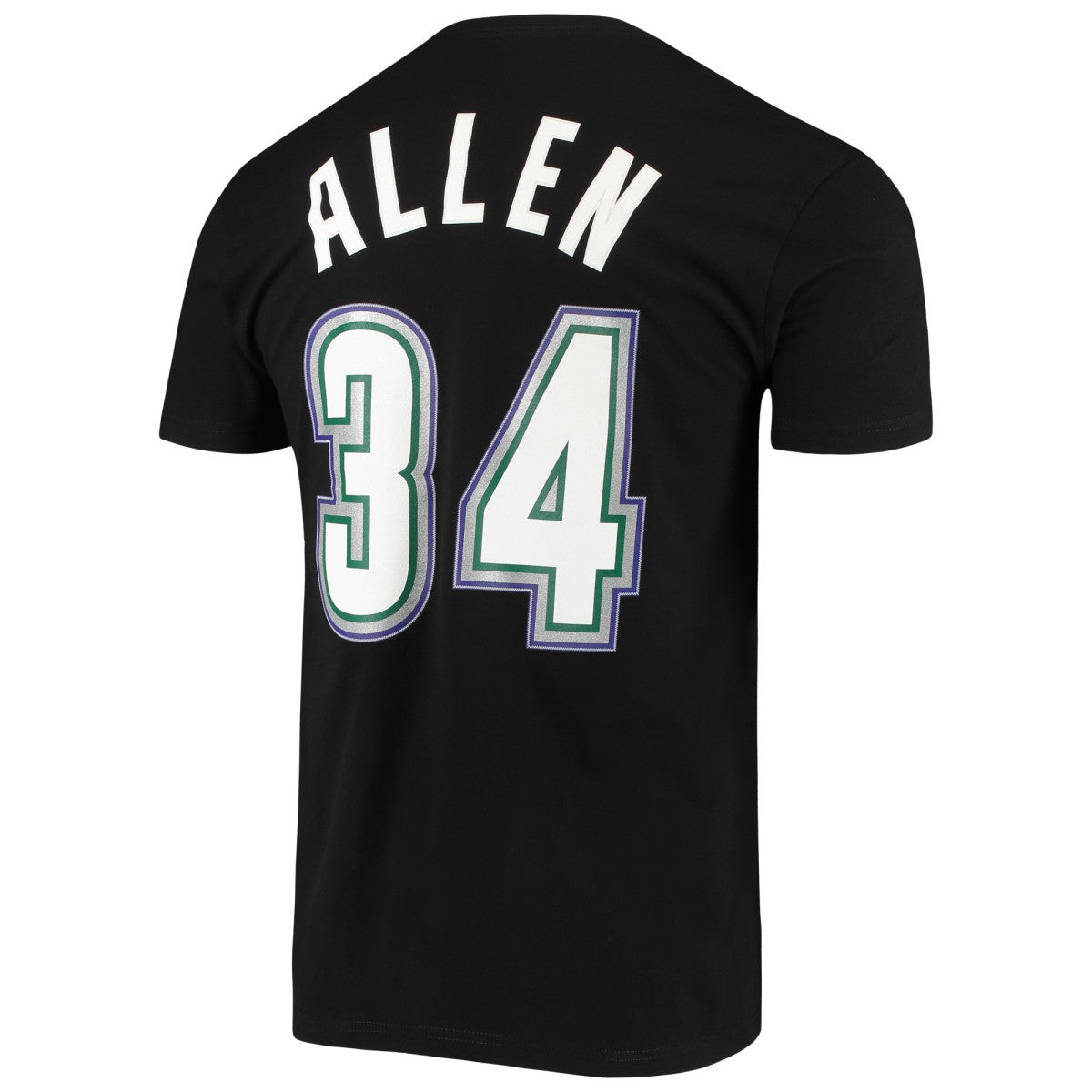 Ray Allen Milwaukee Bucks Hardwood Classics Stitch Name & Number T-Shirt Black