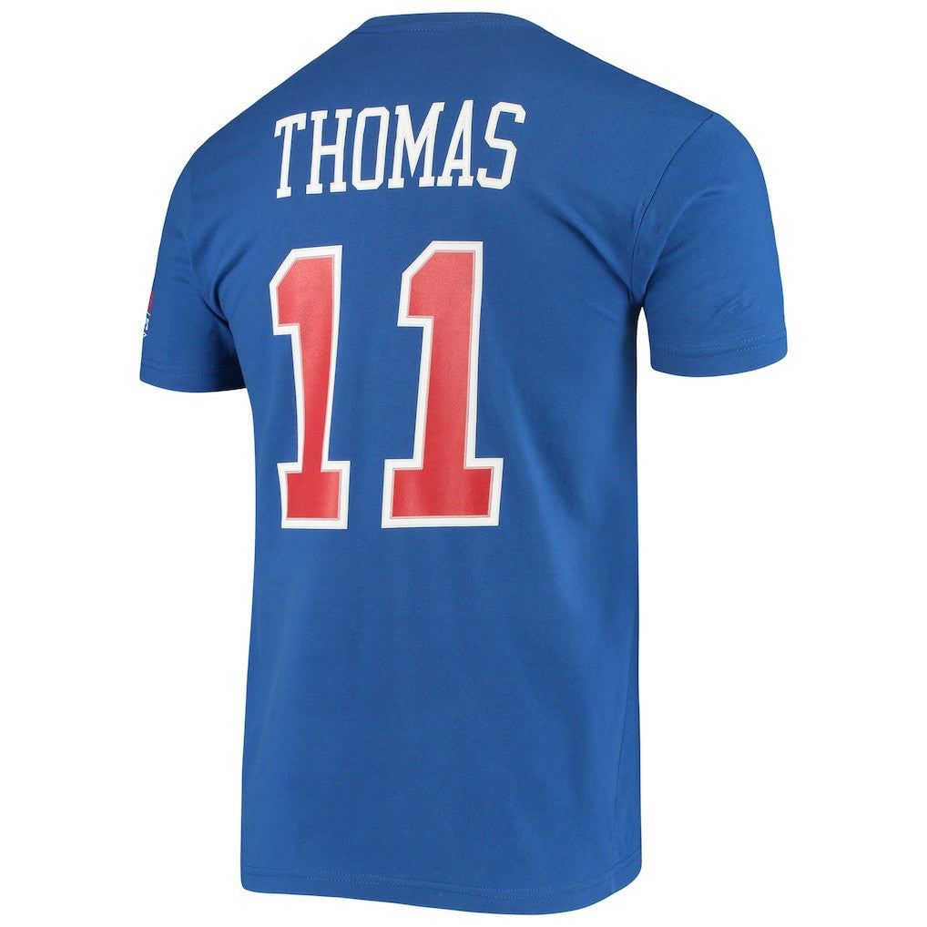 Isiah Thomas Detroit Pistons Hardwood Classics Stitch Name & Number T-Shirt Blue