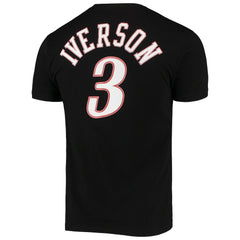 Allen Iverson Philadelphia 76ers Hardwood Classics Stitch Name & Number T-Shirt Black