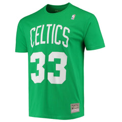 Larry Bird Boston Celtics Hardwood Classics Stitch Name & Number T-Shirt Kelly Green