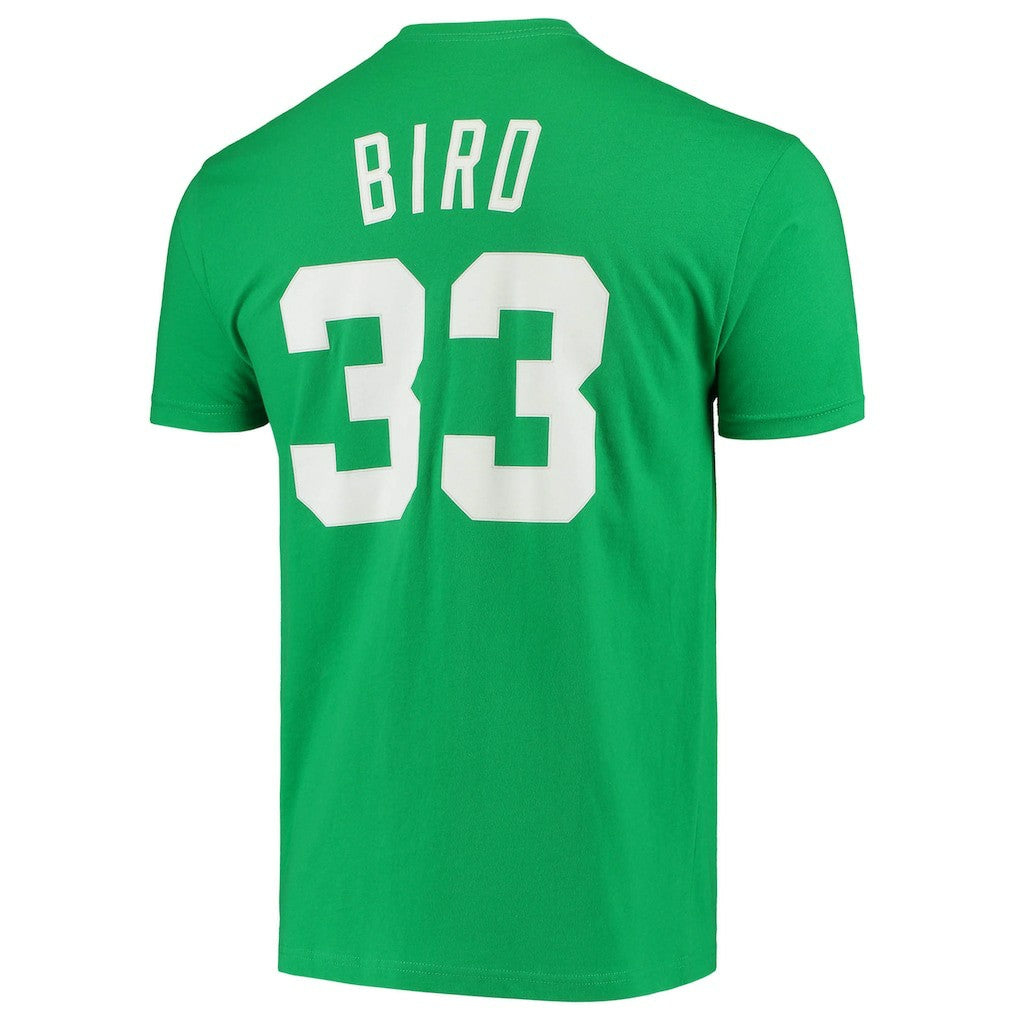 Larry Bird Boston Celtics Hardwood Classics Stitch Name & Number T-Shirt Kelly Green
