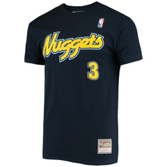 Allen Iverson Denver Nuggets Hardwood Classics Stitch Name & Number T-Shirt Navy