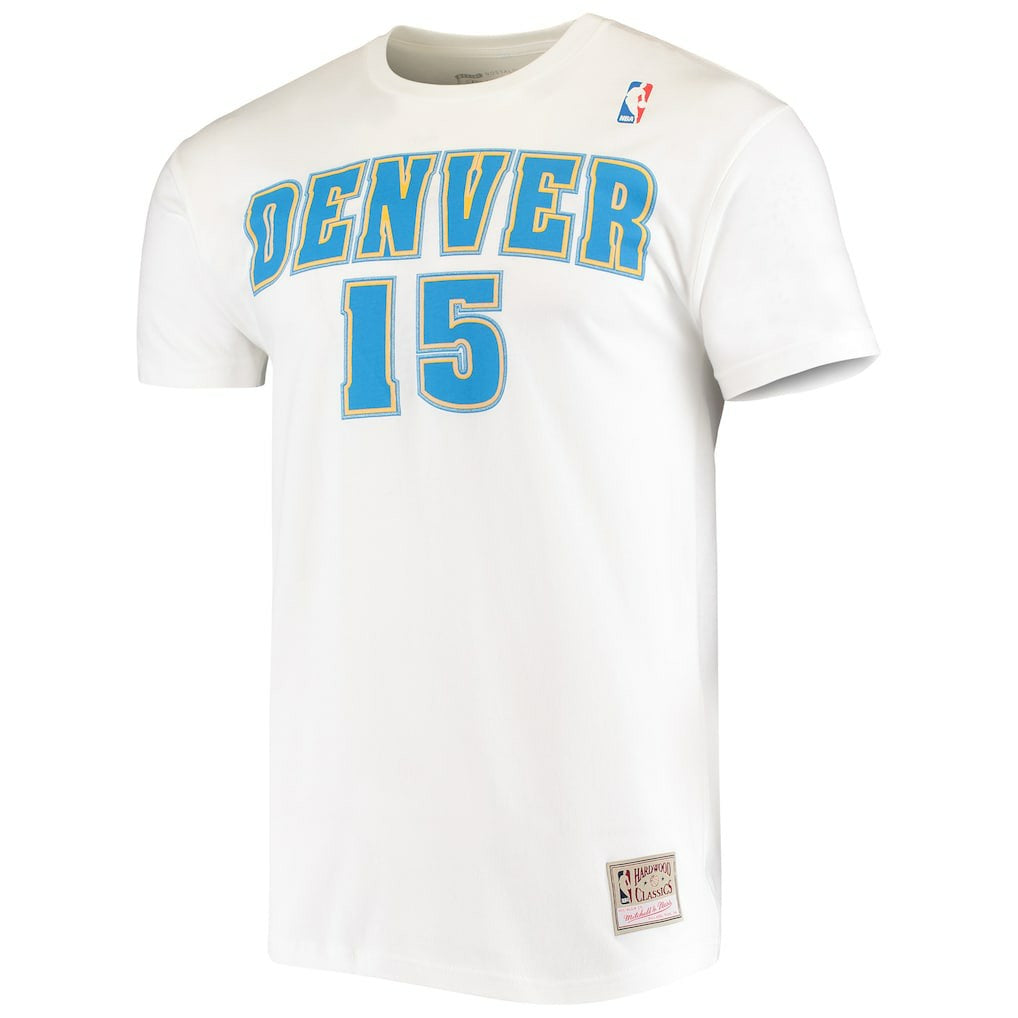 Carmelo Anthony Denver Nuggets Hardwood Classics Stitch Name & Number T-Shirt White
