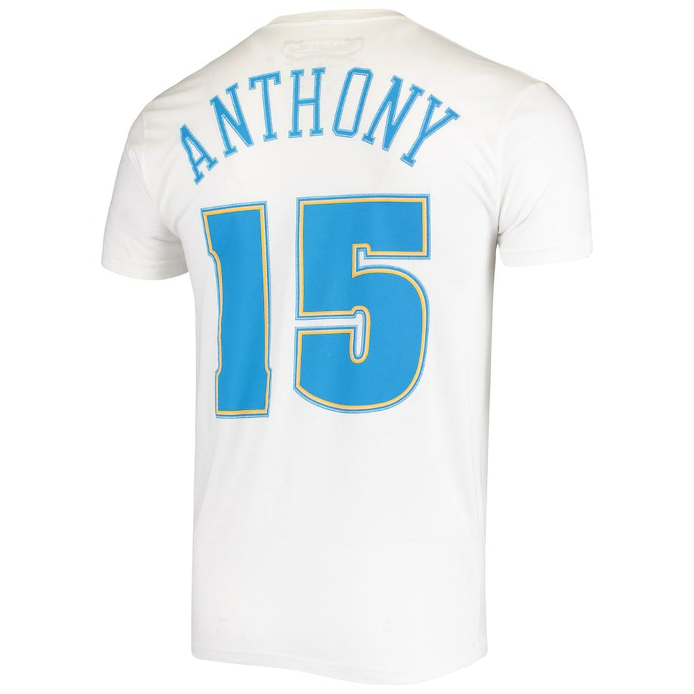 Carmelo Anthony Denver Nuggets Hardwood Classics Stitch Name & Number T-Shirt White