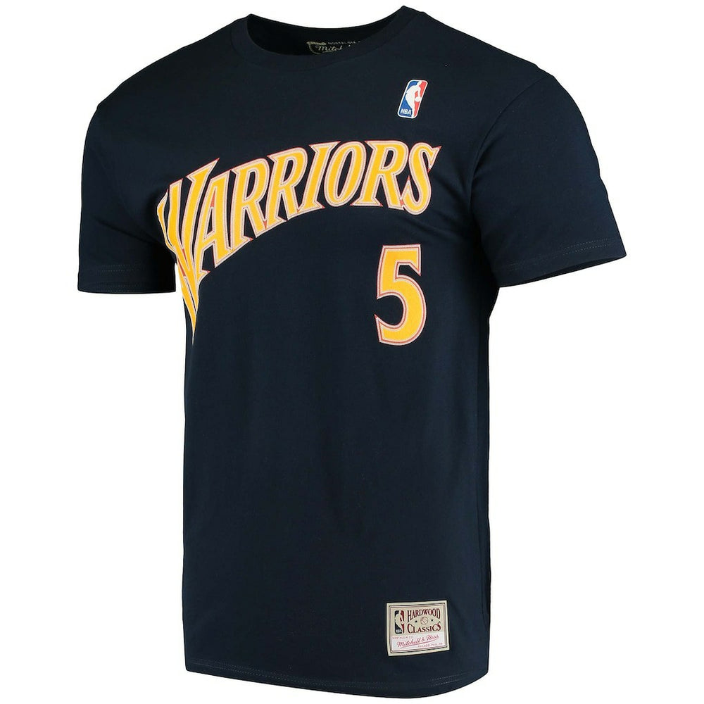 Baron Davis Golden State Warriors Hardwood Classics Stitch Name & Number T-Shirt Navy