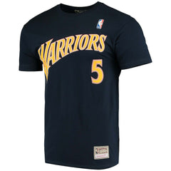 Baron Davis Golden State Warriors Hardwood Classics Stitch Name & Number T-Shirt Navy