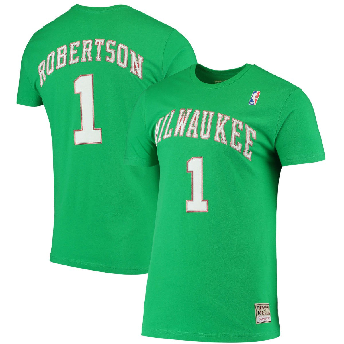 Oscar Robertson Milwaukee Bucks Hardwood Classics Stitch Name & Number T-Shirt Green