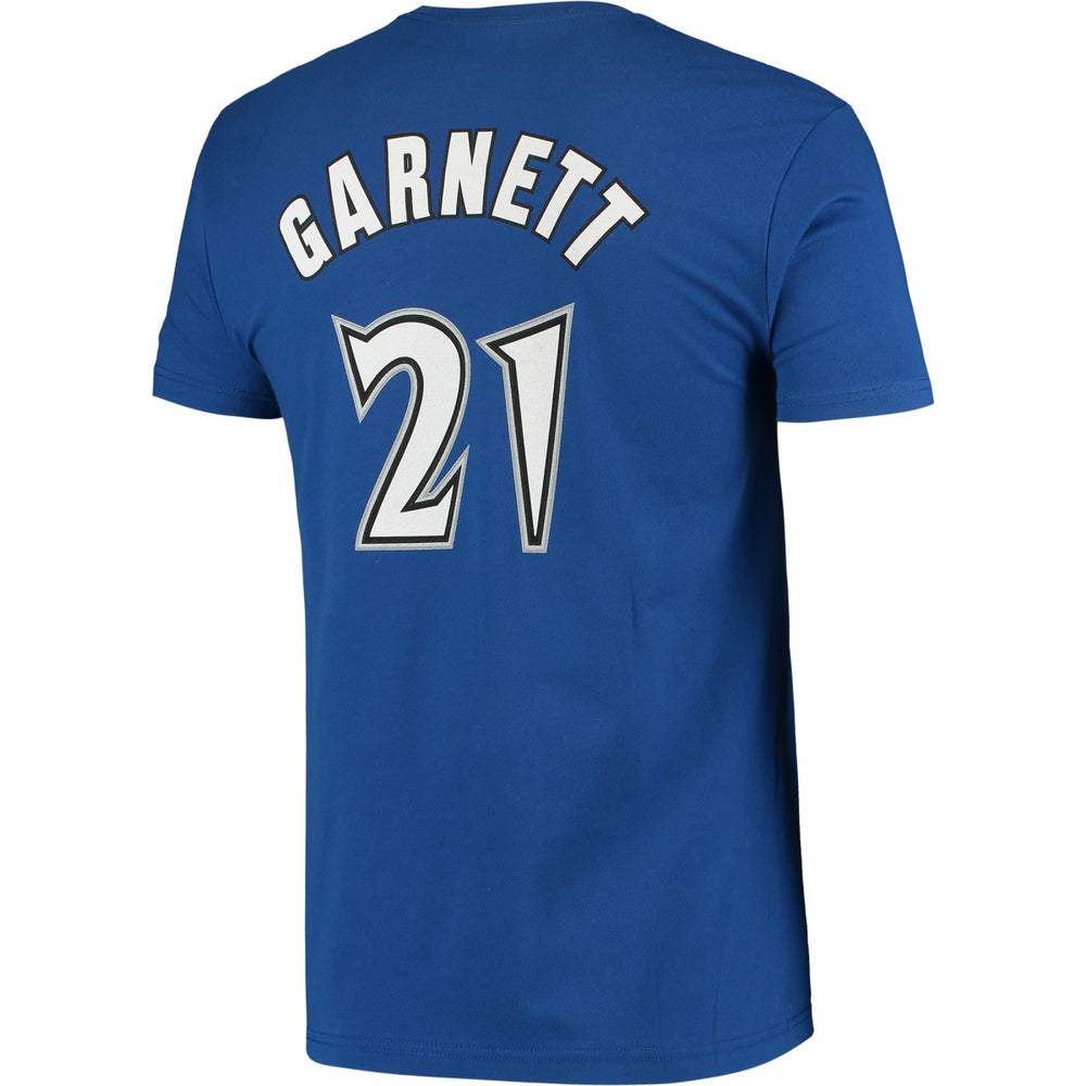 Kevin Garnett Minnesota Timberwolves Hardwood Classics Stitch Name & Number T-Shirt Blue
