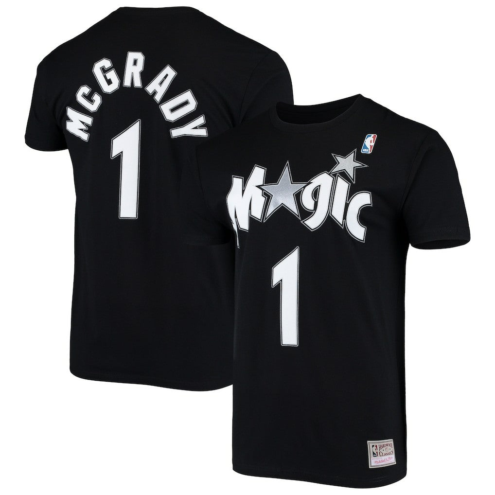 Tracy McGrady Orlando Magic Hardwood Classics Stitch Name & Number T-Shirt Black