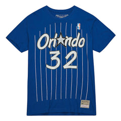 Shaquille O'Neal Orlando Magic Hardwood Classics Stitch Name & Number T-Shirt Blue