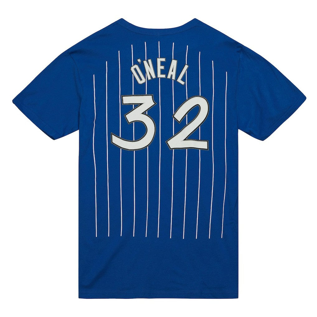 Shaquille O'Neal Orlando Magic Hardwood Classics Stitch Name & Number T-Shirt Blue