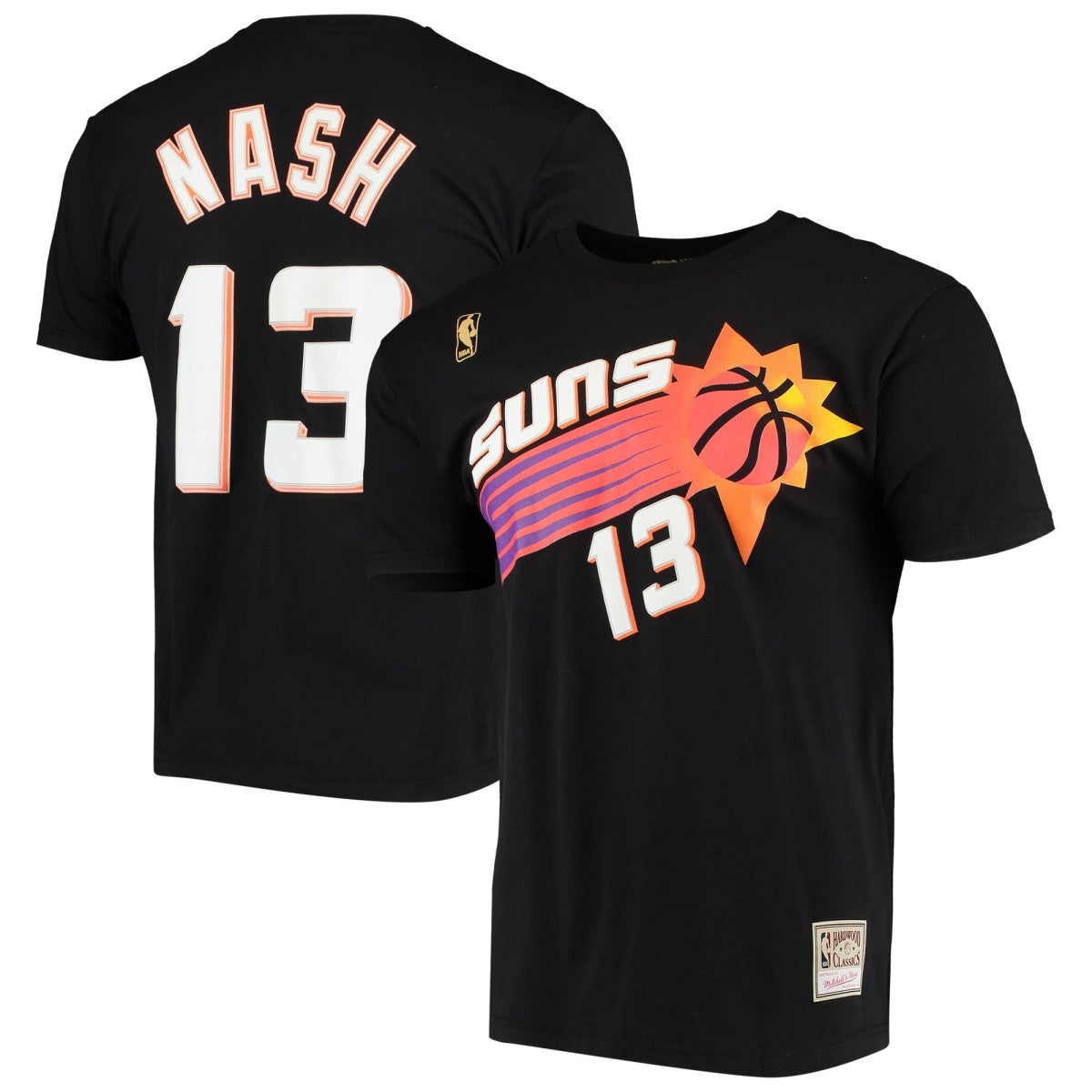 Steve Nash Phoenix Suns Hardwood Classics Stitch Name & Number T-Shirt Black