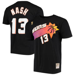 Steve Nash Phoenix Suns Hardwood Classics Stitch Name & Number T-Shirt Black