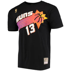 Steve Nash Phoenix Suns Hardwood Classics Stitch Name & Number T-Shirt Black
