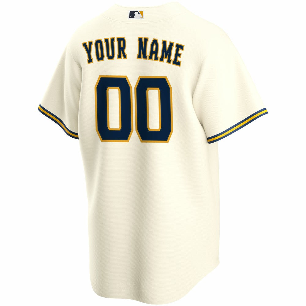 Milwaukee Brewers Nike Home Replica Custom Jersey - Cream Jerseys