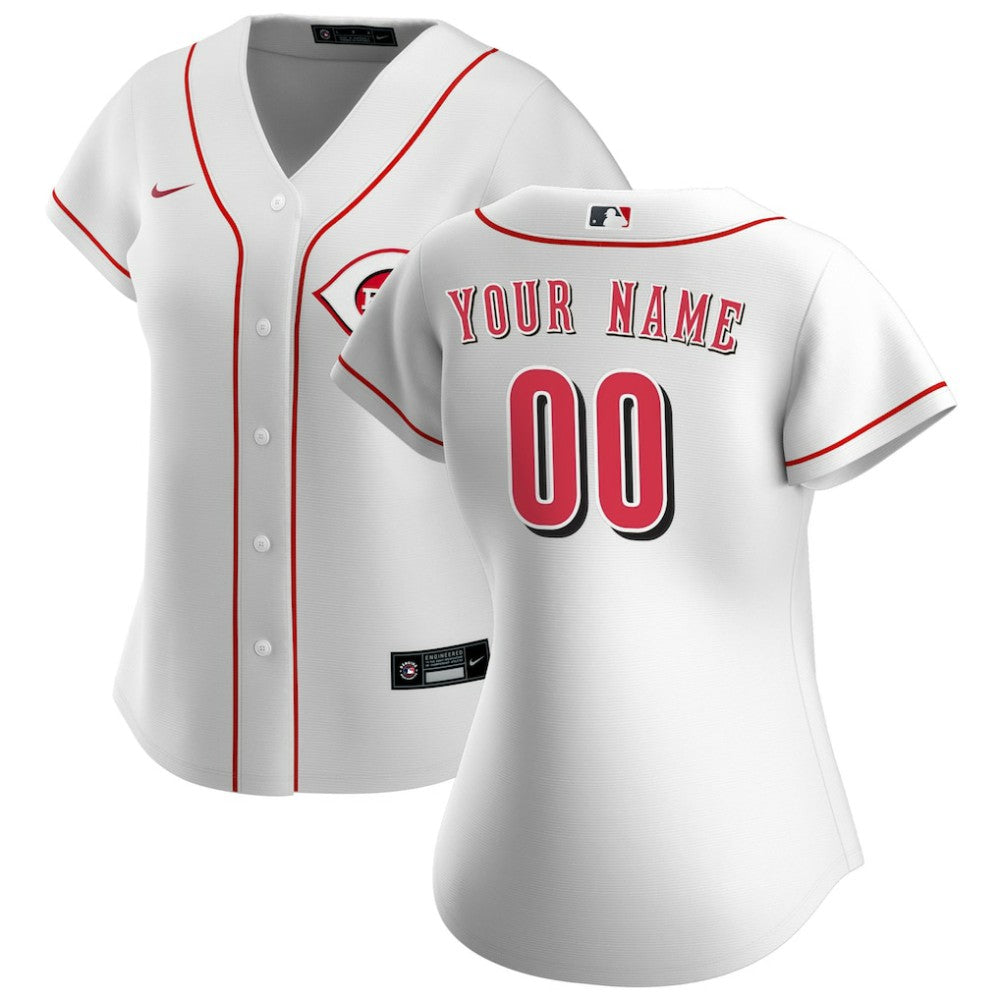 Cincinnati Reds Nike Women's Home Replica Custom Jersey - White Jerseys
