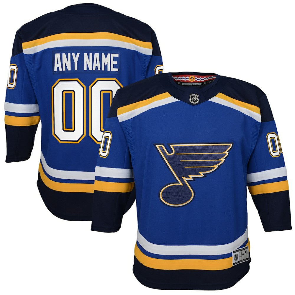 NHL,Custom St. Louis Blues Youth Home Premier Custom Jersey - Blue