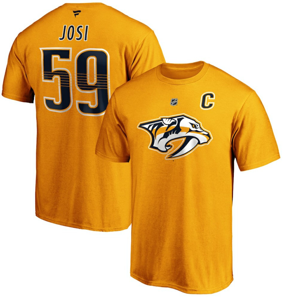 NHL Roman Josi Nashville Predators Fanatics Authentic Stack Player Name & Number T-Shirt - Gold