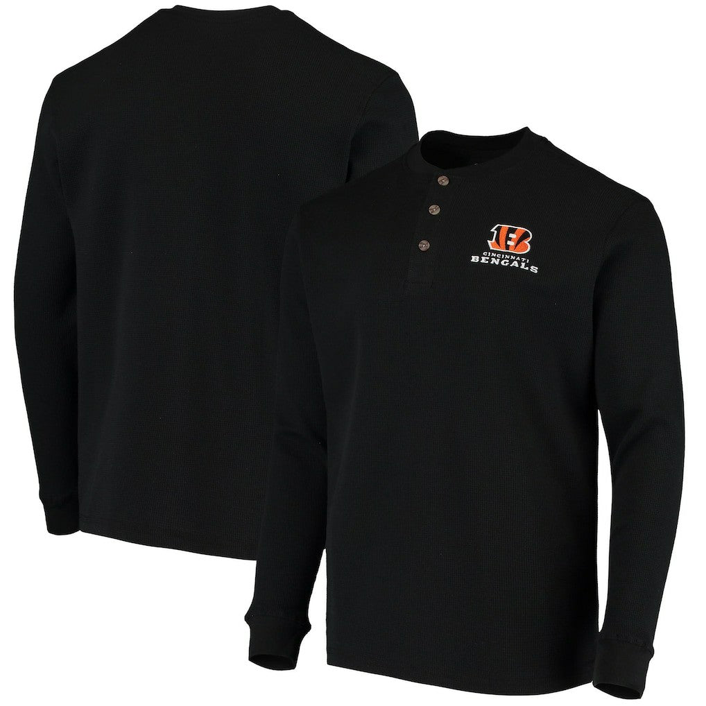 Cincinnati Bengals Dunbrooke Logo Maverick Thermal Henley Long Sleeve T-Shirt Black