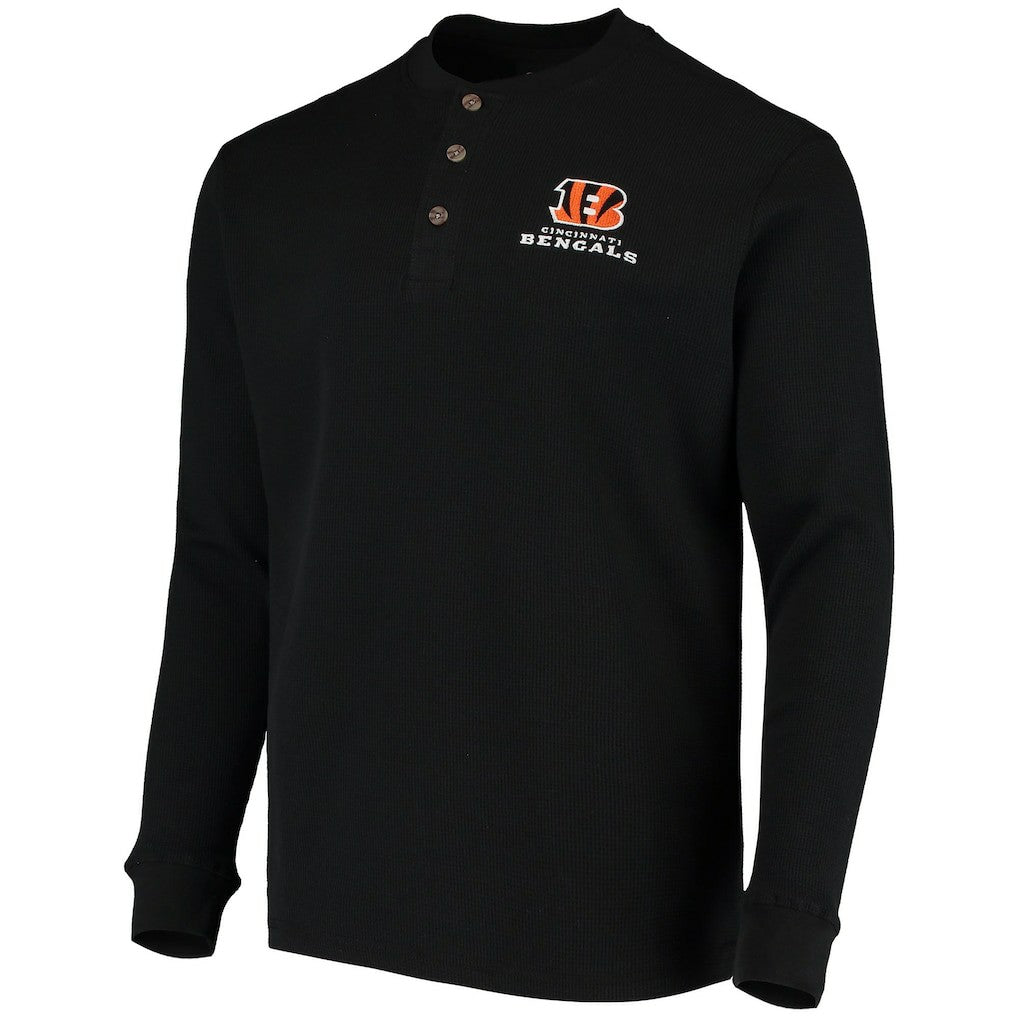 Cincinnati Bengals Dunbrooke Logo Maverick Thermal Henley Long Sleeve T-Shirt Black
