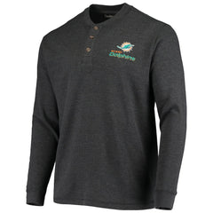 Miami Dolphins Dunbrooke Logo Maverick Thermal Henley Long Sleeve T-Shirt Charcoal